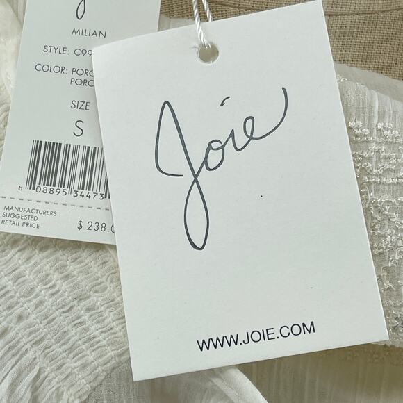 Joie Revolve Millan Top Peasant Boho Embroidered tassels Ivory Size Small NWT - Picture 10 of 10